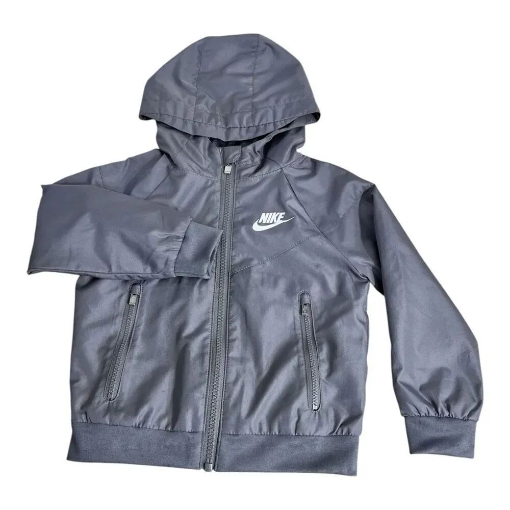 Nike Kids Gray Full-Zip Lightweight Hooded Jacket Size 2T C663-G4T Mesh Lined